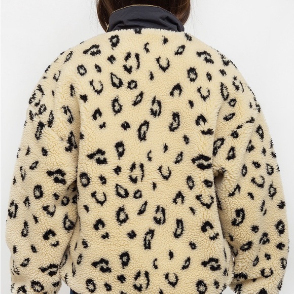 OBEY | M | Chiller Leopard Stampa Teddy Fleece Pullover Jacket - Picture 7 of 12